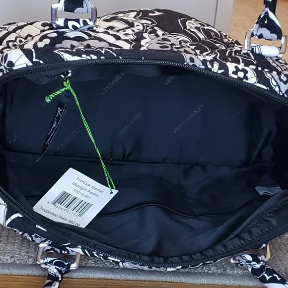Vera Bradley Midnight Paisley Turnlock Satchel - Picture 3 of 11